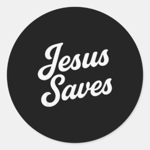 Sticker Rond Jésus Sauve Écriture Vintage