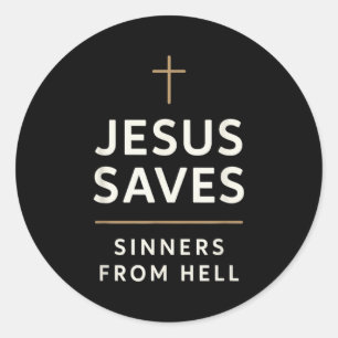 Sticker Rond Jésus sauve les pécheurs de l'enfer Évangile évang