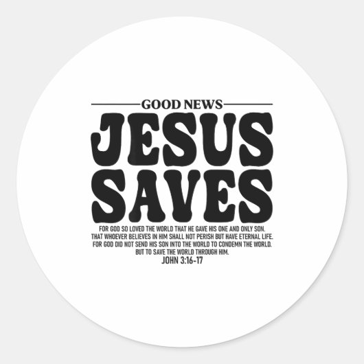Sticker Rond Jesus Saves Onback Subtle Christian Minimal Religi (Devant)