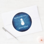 Sticker Rond Jésus T'Aime Beaucoup De Neige ! Christian Snowman (Enveloppe)