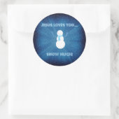 Sticker Rond Jésus T'Aime Beaucoup De Neige ! Christian Snowman (Sac)