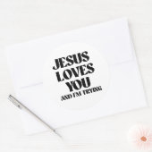 Sticker Rond Jésus t'aime et j'essaie (Enveloppe)