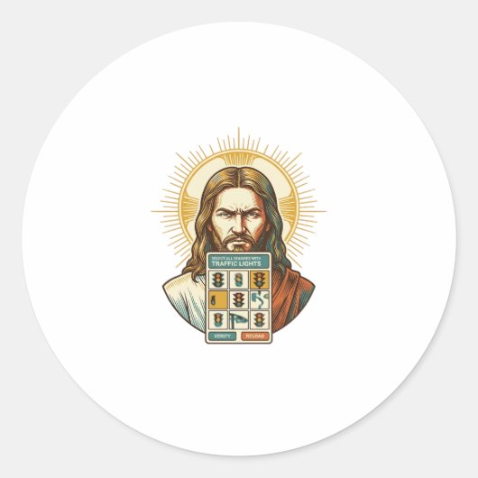 Sticker Rond Jésus Vérification de Captcha Endless Feux de Circ (Devant)