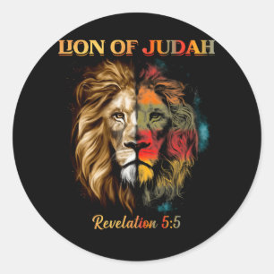 Sticker Rond Jésus vintage Lion De Juda 5 5 Foi Chrétienne Re