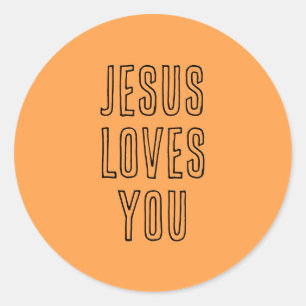 Sticker Rond Jésus vous aime éditable Orange & Noir mignon