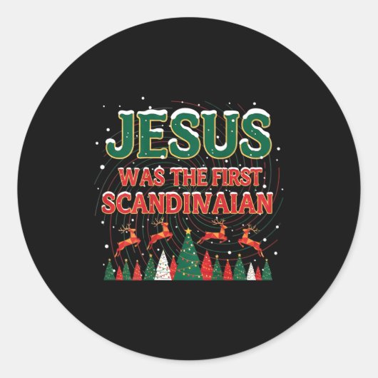 Sticker Rond Jesus Was The First Ecrow Ugly Sweater Style (Devant)
