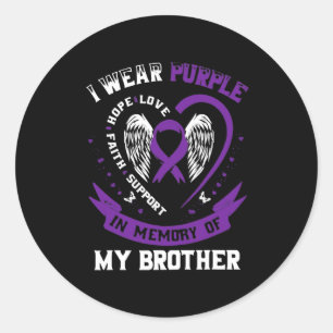 Sticker Rond J'Étais Violet En Mémoire De Mon Frère Pancréatiqu