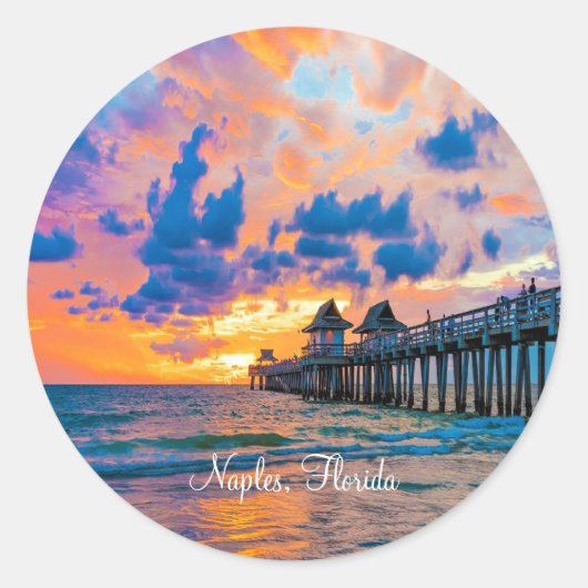 Sticker Rond Jetée de Naples, Floride (Devant)
