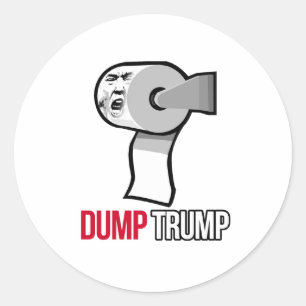 Sticker Rond Jeter Trump avec du Papier Toilette - Anti-Trump -