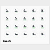 Sticker Rond Jetez-Le Bordure Collie Chien Animaux Animaux (Feuille)