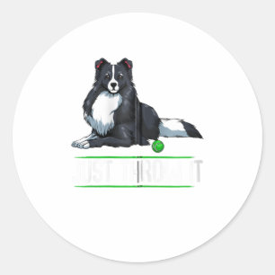 Sticker Rond Jetez-Le Bordure Collie Chien Animaux Animaux