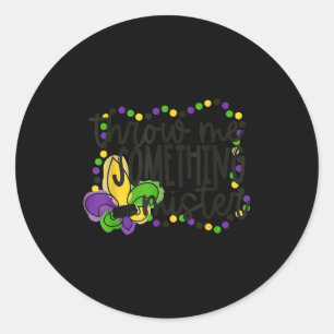 Sticker Rond Jetez quelque chose monsieur mardi gras perles nou