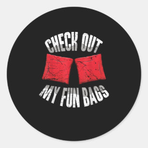 Sticker Rond Jetez Un Coup D'Oeil Mes Sacs Amusants Sac De Sabl