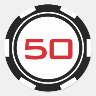 Sticker Rond Jeton de Poker Noir Blanc Casino Anniversaire Numé