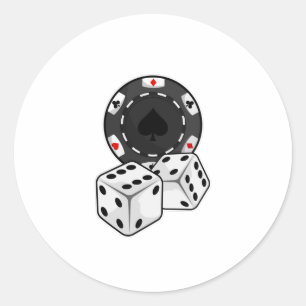 Sticker Rond Jetons et dés pour le poker