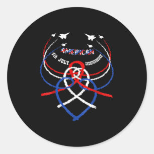Sticker Rond Jets patriotiques rétro américain Drapeau américai