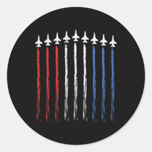 Sticker Rond Jets Us American Flag Independence 4 juillet Pat