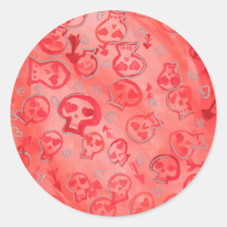 Sticker Rond Jette Rockit ! - Coeurs d'argent et crânes de sucr