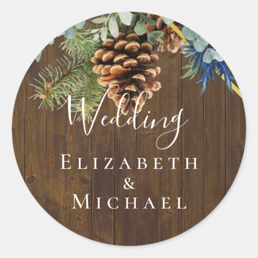 Sticker Rond Jeu bleu d'hiver Eucalyptus Mariage Wonderland (Devant)
