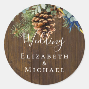 Sticker Rond Jeu bleu d'hiver Eucalyptus Mariage Wonderland