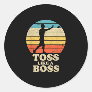 Sticker Rond Jeu Comme Un Boss Retro Style Cornhole