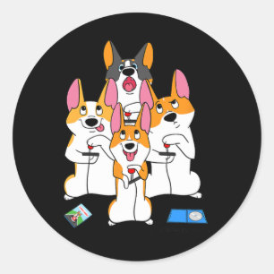 Sticker Rond Jeu Corgi Vidéo Jeu Graphique Joueur Mème Jeu