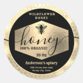 Sticker Rond Jeu d'abeille dorée moderne séduisant (Devant)