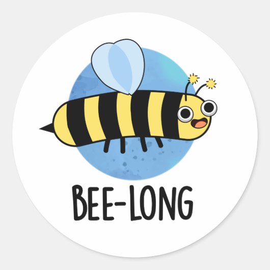 Sticker Rond Jeu d'abeilles long et drôle d'insectes long (Devant)