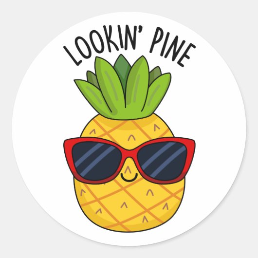 Sticker Rond Jeu d'ananas drôle de pin à regarder (Devant)