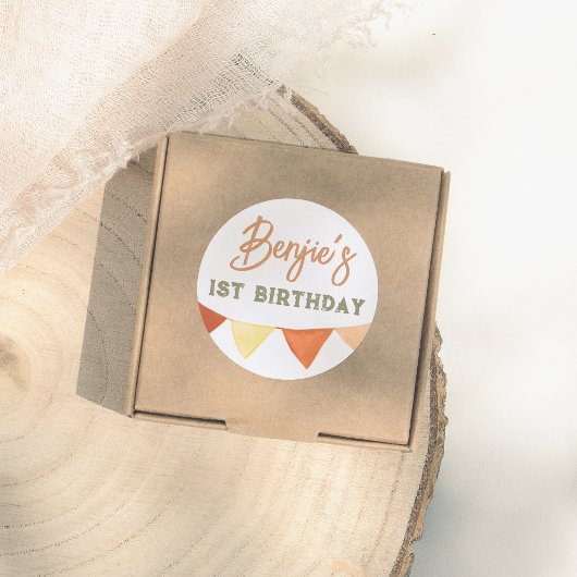 Sticker Rond Jeu d'Anniversaire de Boho dessiné à la main