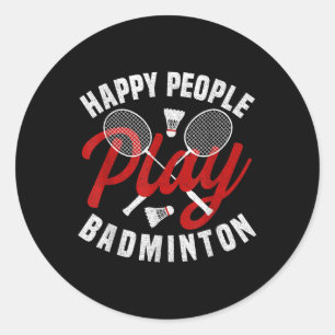 Sticker Rond Jeu de Badminton entraîneur Happy Shuttle Badminto
