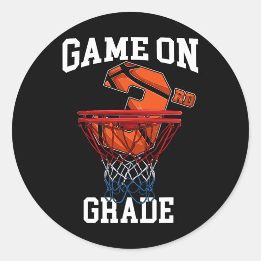 Sticker Rond Jeu De Basket De 3E Année Retour À L'École Étudian (Devant)