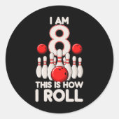 Sticker Rond Jeu de Bowling 8 ans 8e anniversaire C'est comment (Devant)