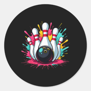 Sticker Rond Jeu de Bowling coloré Jour Bowling mignon Colorspl