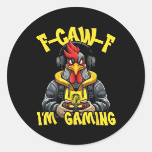 Sticker Rond Jeu de coq F-caw-f Drôle de joueur de coq Fcawf Je