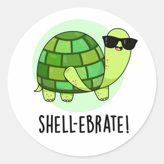 Sticker Rond Jeu de coquille amusant Tortoise Animal Pun (Devant)