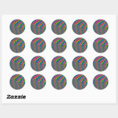 Sticker Rond Jeu de couleurs - Art fractal (Feuille)
