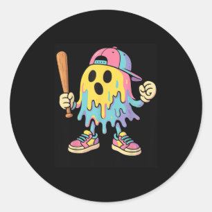 Sticker Rond Jeu de crème glacée Colorful Ghost Baseball Spots