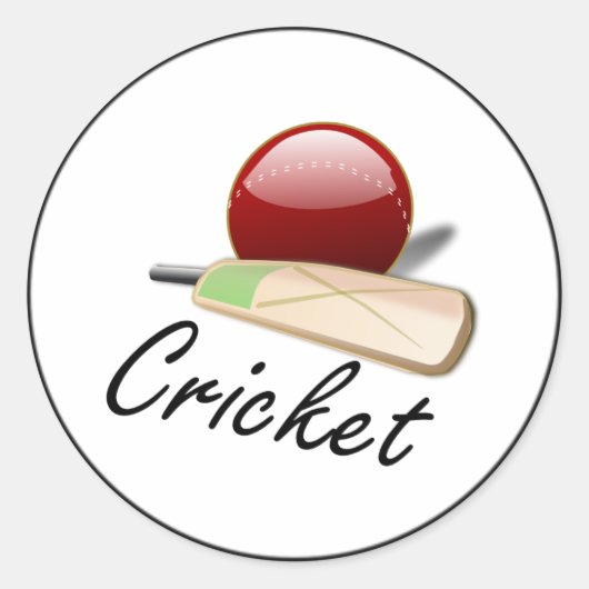 Sticker Rond Jeu de cricket, batte et balle, design populaire (Devant)