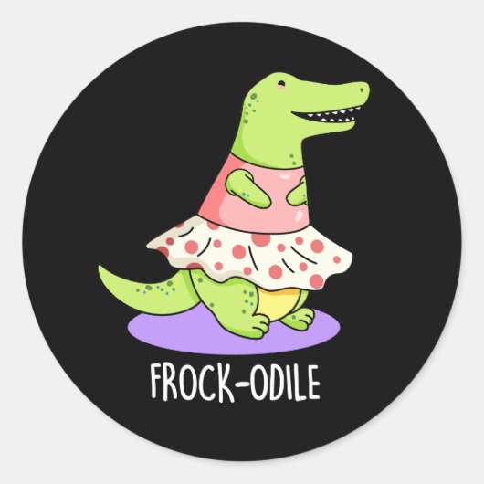 Sticker Rond Jeu de crocodile drôle de roche jonché Pun de croc (Devant)