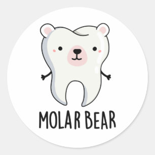 Sticker Rond Jeu de dent amusant de l'ours molaire