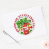Sticker Rond Jeu de fraises maison Texte personnalisé (Enveloppe)
