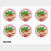 Sticker Rond Jeu de fraises maison Texte personnalisé (Feuille)