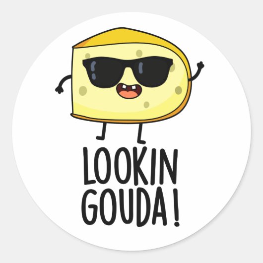 Sticker Rond Jeu de fromage amusant Gouda (Devant)