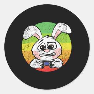 Sticker Rond Jeu de lapin Chasse aux oeufs de Pâques Contrôle d