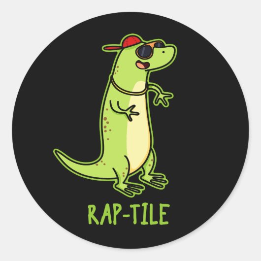 Sticker Rond Jeu de Lizard en tissu de rap amusant en reptile g (Devant)