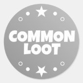 Sticker Rond Jeu de Loot Commun Enfants Gris Texte Slogan (Devant)