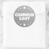 Sticker Rond Jeu de Loot Commun Enfants Gris Texte Slogan (Sac)