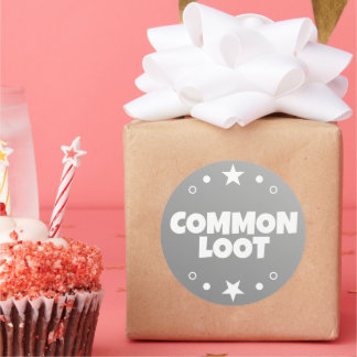 Sticker Rond Jeu de Loot Commun Enfants Gris Texte Slogan