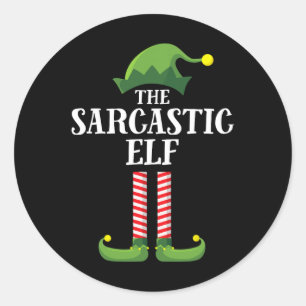 Sticker Rond Jeu de Noël du groupe de famille jumelé Elf Sarcas